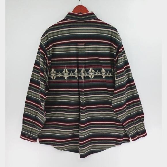 Woolrich Tribal Flannel Shirt Mens XL Multi-Color Striped Aztec Southwestern - Picture 3 of 16